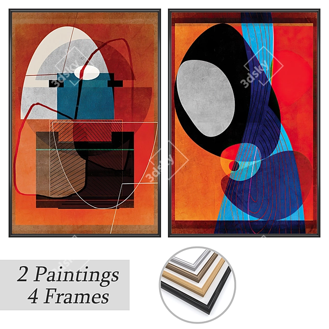 Elegant Wall Art Set with Multiple Frames 3D model image 1