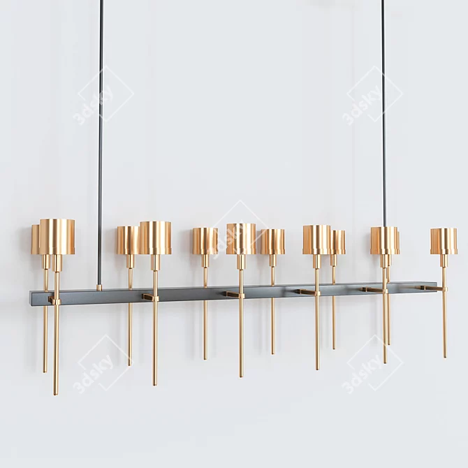 Ventoux Linear Chandelier: Sleek Illumination for Modern Spaces 3D model image 2