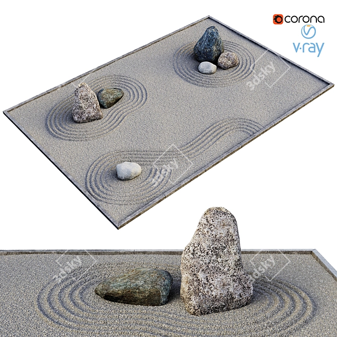 Serene Rock Garden Retreat 3D model image 1