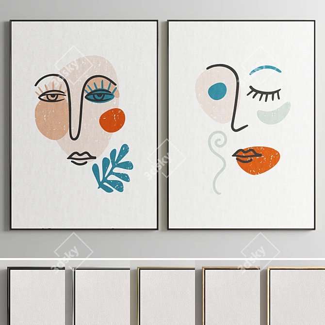 Modern Abstract Photo Frame Set 3D model image 1