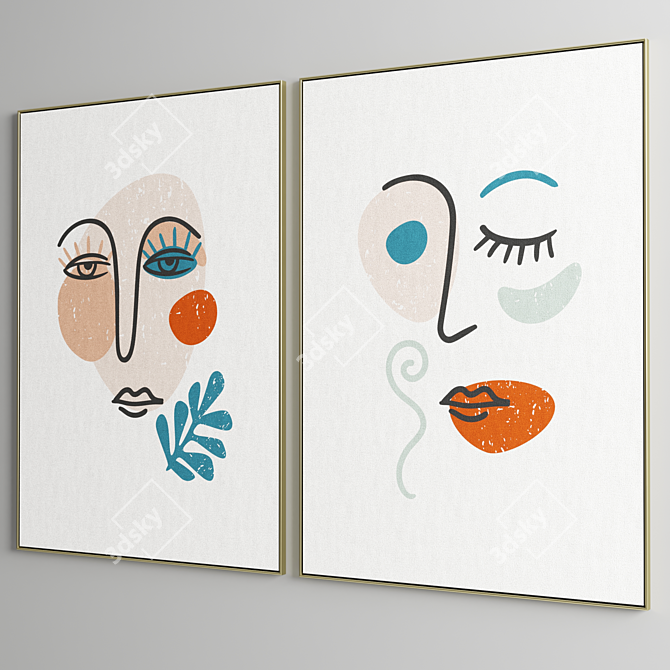 Modern Abstract Photo Frame Set 3D model image 4