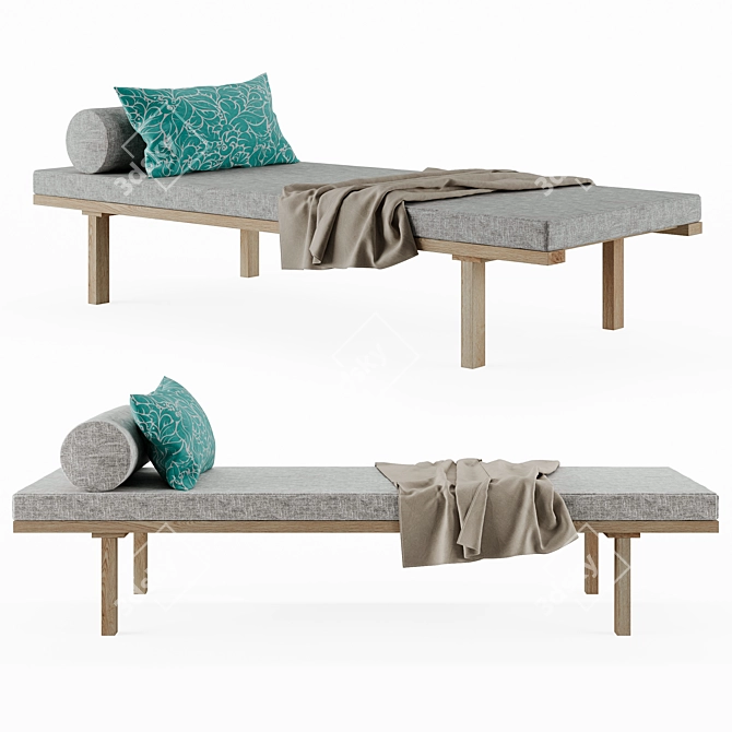 Sleek KR180 Daybed: Elegant Design & Solid Oak Structure 3D model image 1