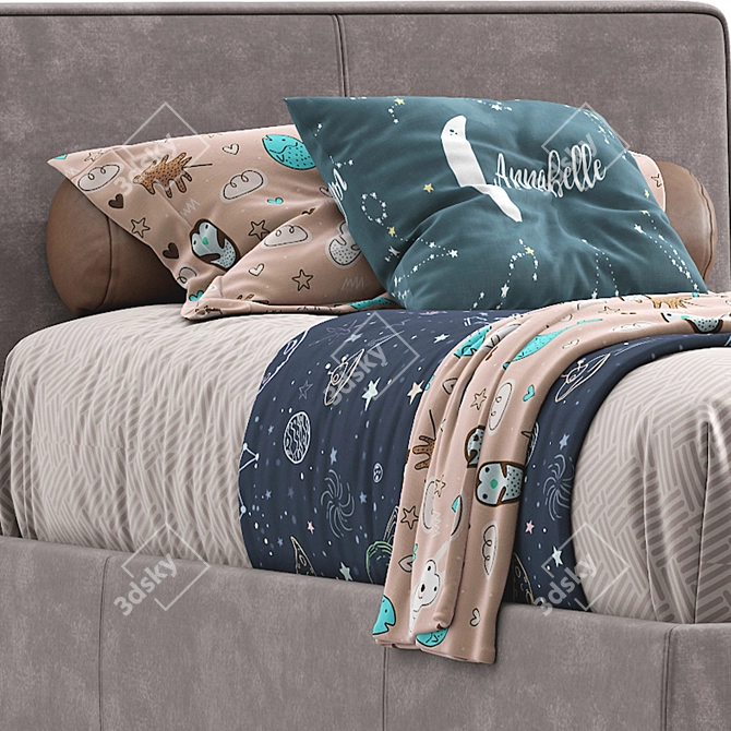 Modern Italian Single Bed by Pianca 3D model image 2