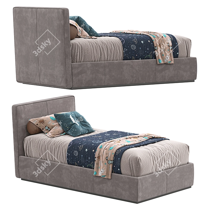 Modern Italian Single Bed by Pianca 3D model image 3