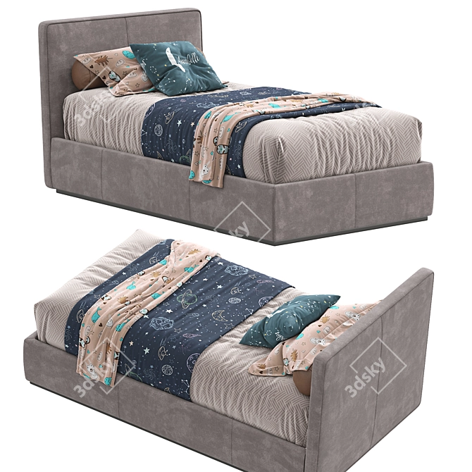 Modern Italian Single Bed by Pianca 3D model image 6