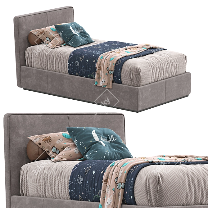 Modern Italian Single Bed by Pianca 3D model image 7