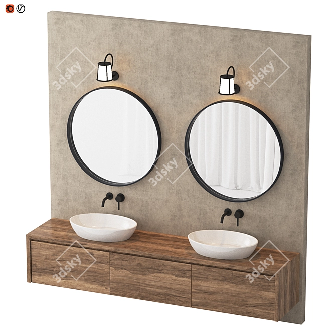 Modern Cement Bathroom Design 3D model image 3