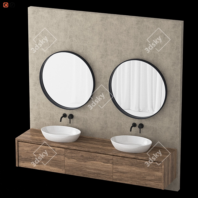 Modern Cement Bathroom Design 3D model image 4