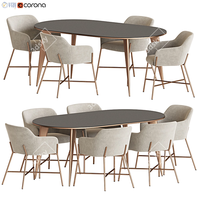 Modern 3D Dining Set 121 3D model image 1