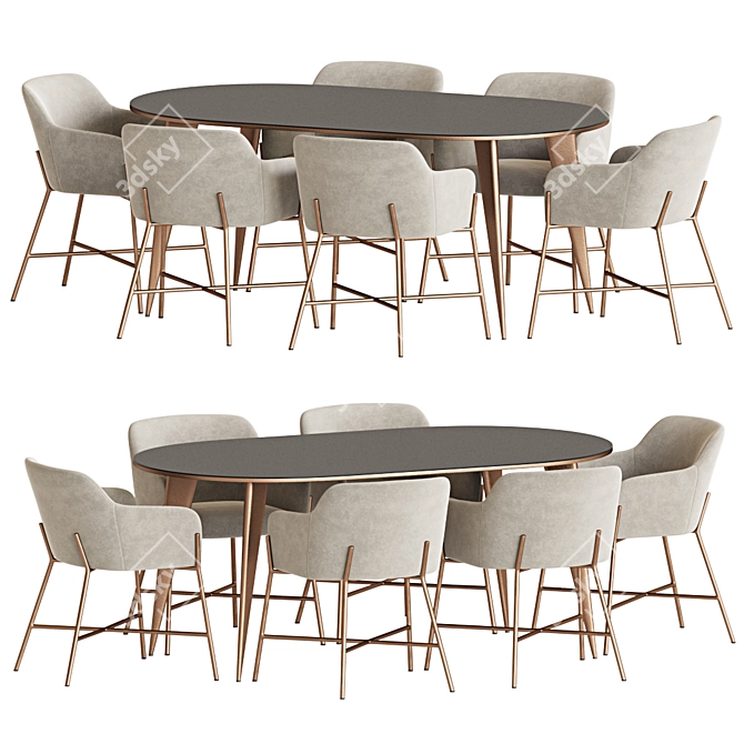 Modern 3D Dining Set 121 3D model image 2