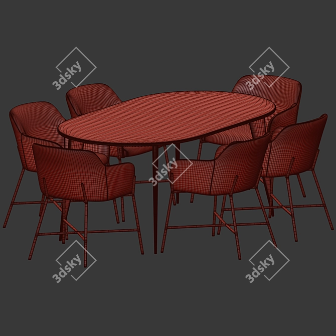 Modern 3D Dining Set 121 3D model image 5