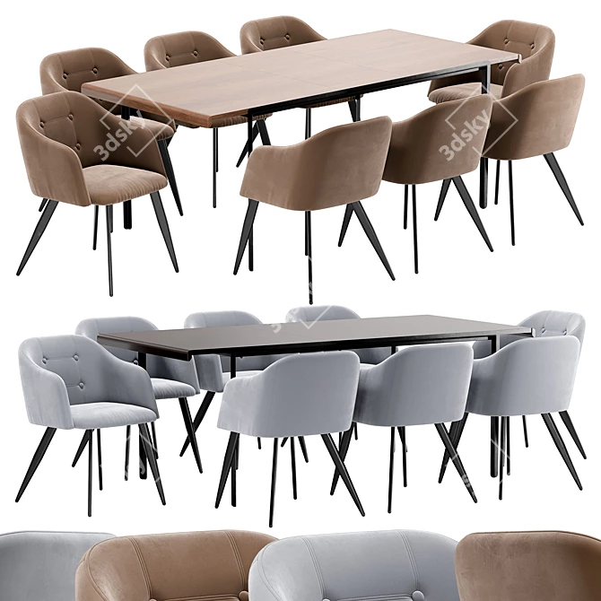 Modern Dining Set: DC-9505 Chair and Nadyria Table 3D model image 1