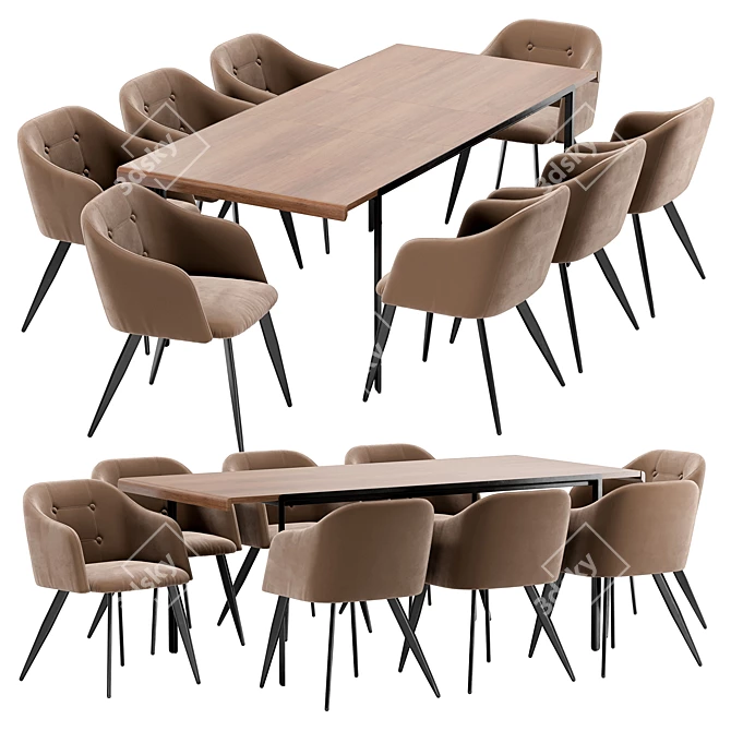 Modern Dining Set: DC-9505 Chair and Nadyria Table 3D model image 2