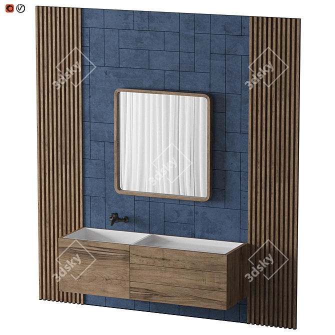 Modern Blue Bathroom Set 3D model image 3