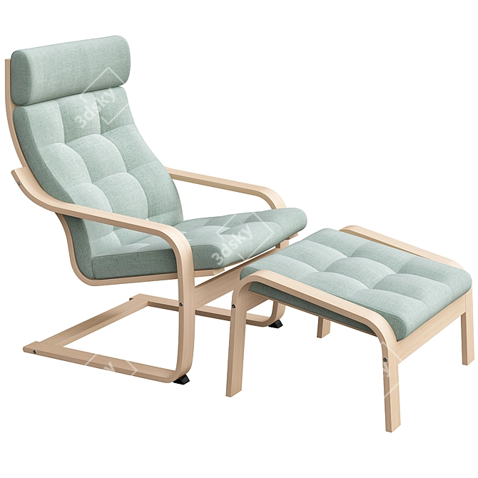 Elegant Poäng Set: Birch Veneer & Gunnared Light Green 3D model image 1