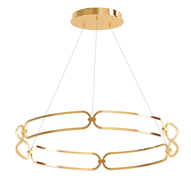 Sleek LED Wagon Wheel Chandelier 3D model image 1