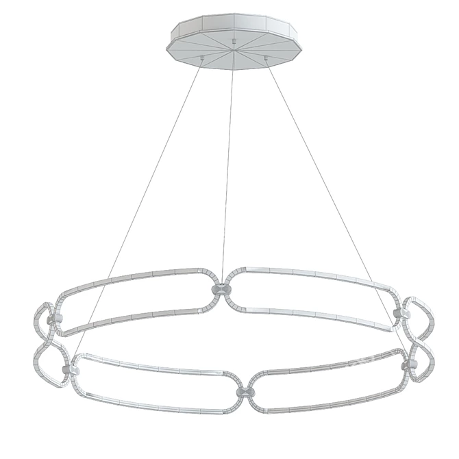 Sleek LED Wagon Wheel Chandelier 3D model image 2