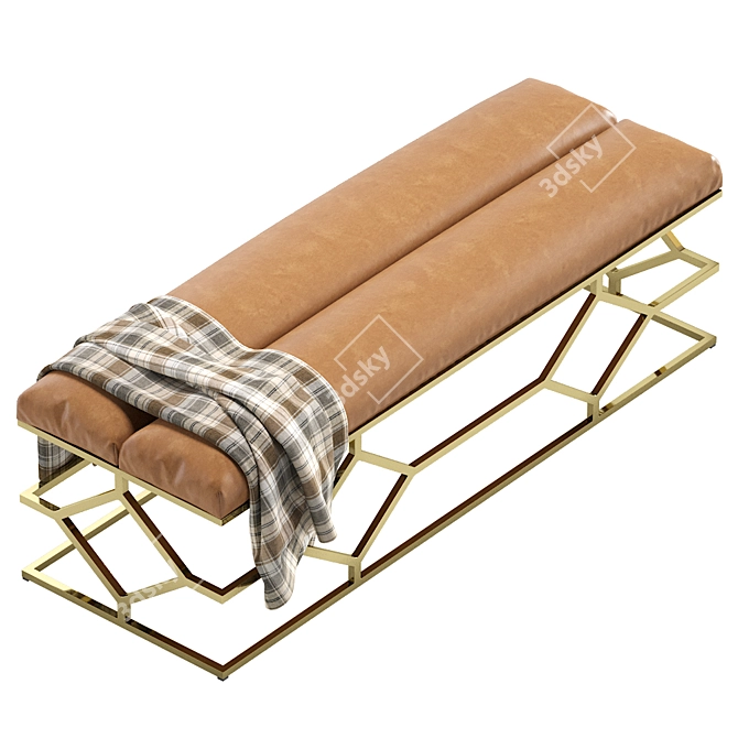 Elegant Leather Bench with Trellis Design 3D model image 3