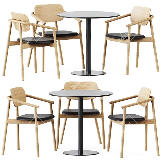 Sleek Sol Table & Klara Chair 3D model image 1