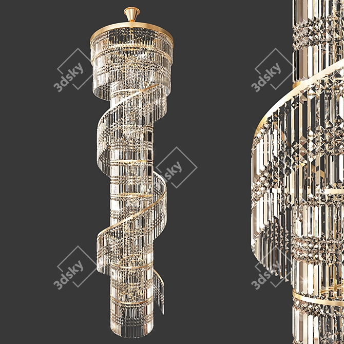 Luxury Crystal Chandelier: Elegant Villa Hall Lighting 3D model image 1