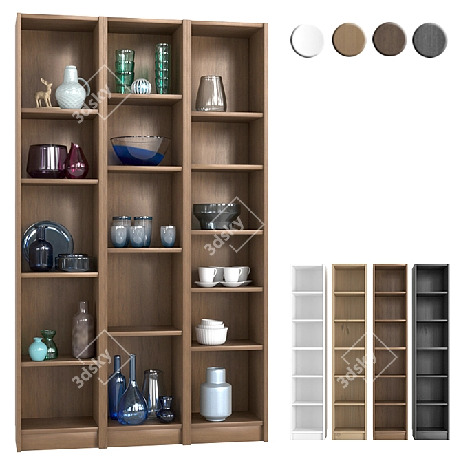 BILLY Shelving Unit: Elegant Decor Elements 3D model image 1