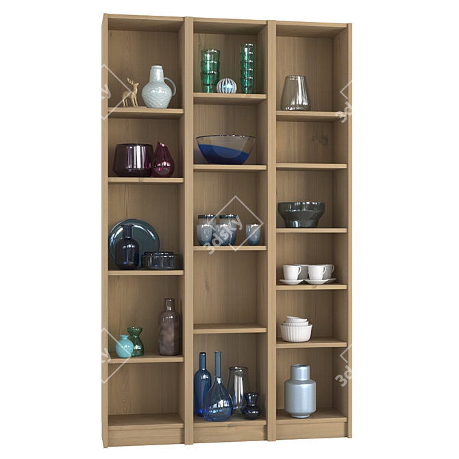 BILLY Shelving Unit: Elegant Decor Elements 3D model image 2