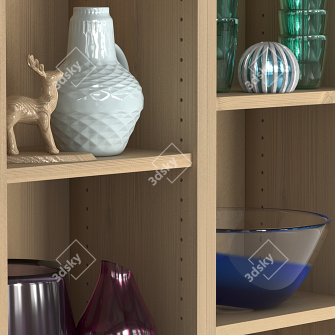 BILLY Shelving Unit: Elegant Decor Elements 3D model image 5