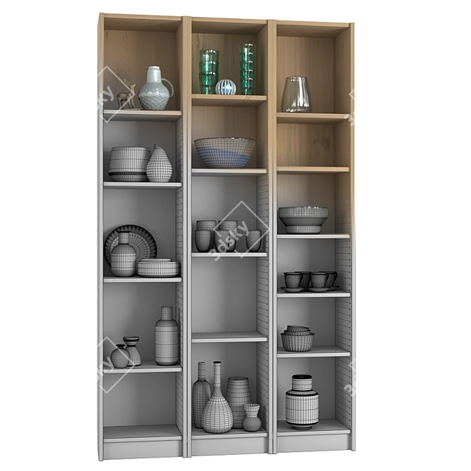 BILLY Shelving Unit: Elegant Decor Elements 3D model image 11