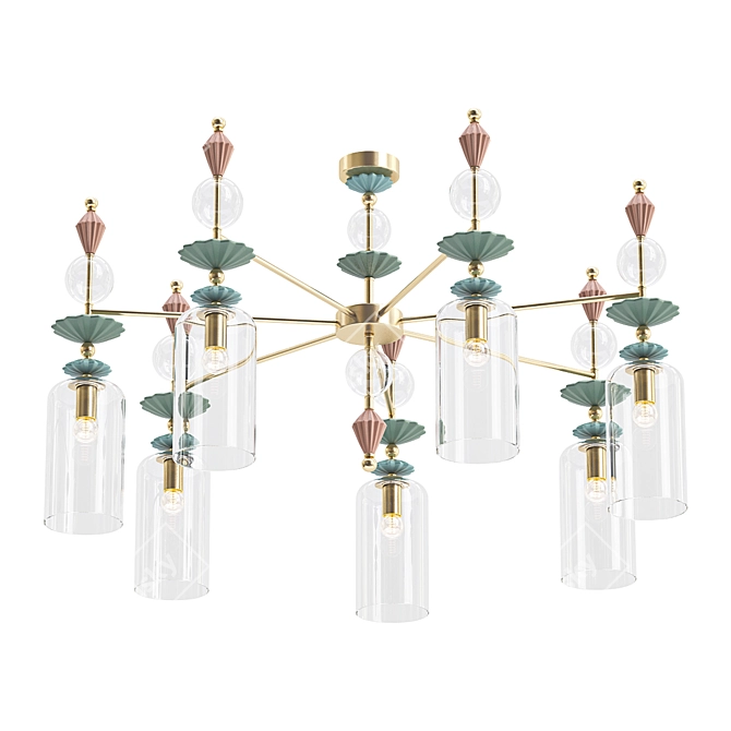 Iridescent Glass Candy Chandelier 3D model image 1