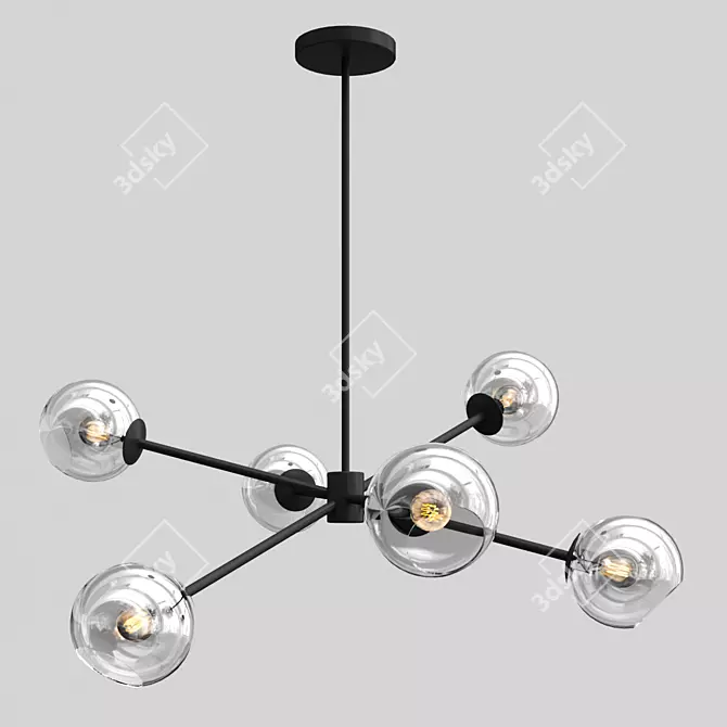 Title: Sleek Staggered Glass 6-Light Fixture 3D model image 2