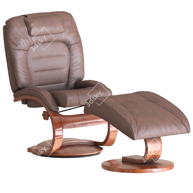 Ultimate Comfort Leather Armchair 3D model image 3