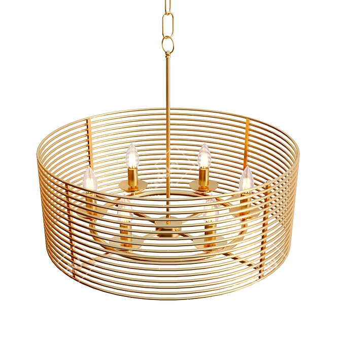 Elegant Gold Metal Pendant Light 3D model image 1