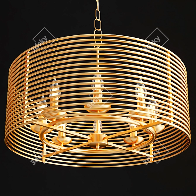 Elegant Gold Metal Pendant Light 3D model image 2