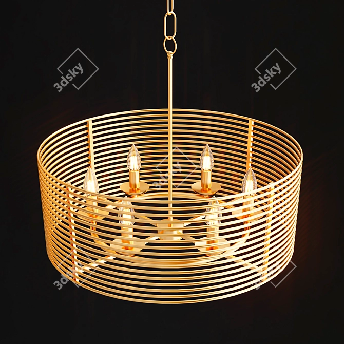 Elegant Gold Metal Pendant Light 3D model image 3