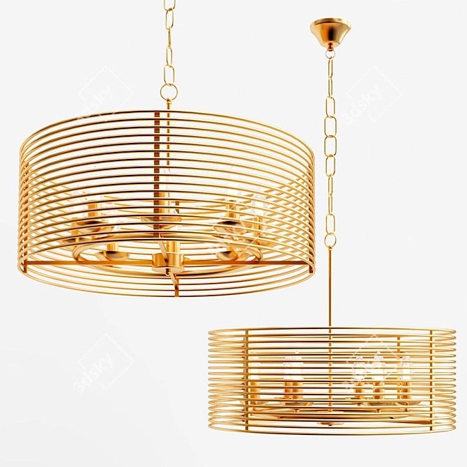 Elegant Gold Metal Pendant Light 3D model image 4