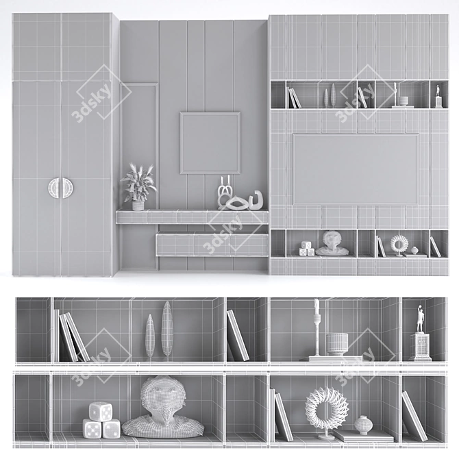 Modern TV Wall Set - Cabinet Furniture 3D model image 4