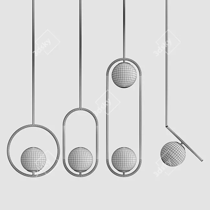 Sleek Hoop Pendant Lamp 3D model image 6