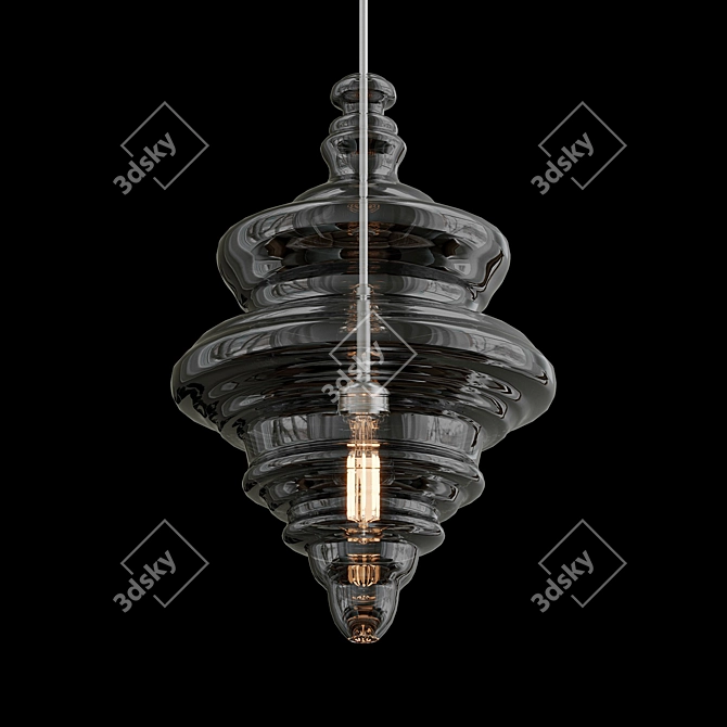 Elegant Glass Spool Pendant 3D model image 3