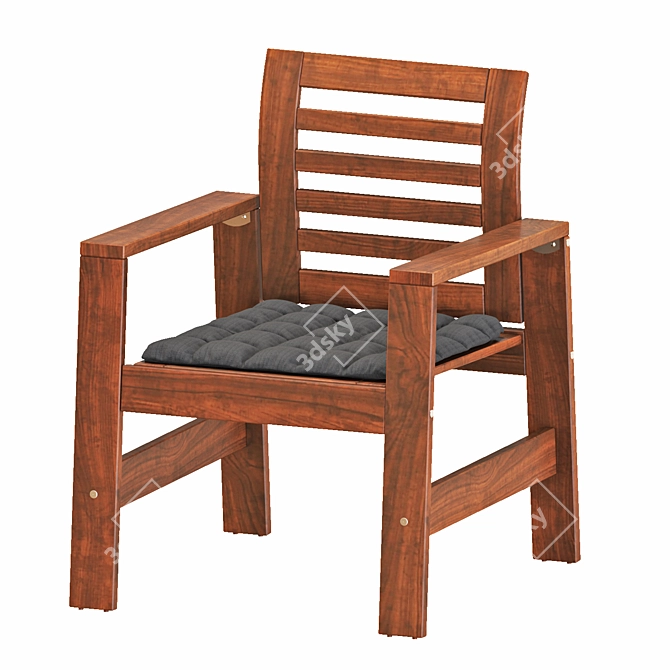 Outdoor Brown Stained Drop-Leaf Table and Chairs Set 3D model image 2