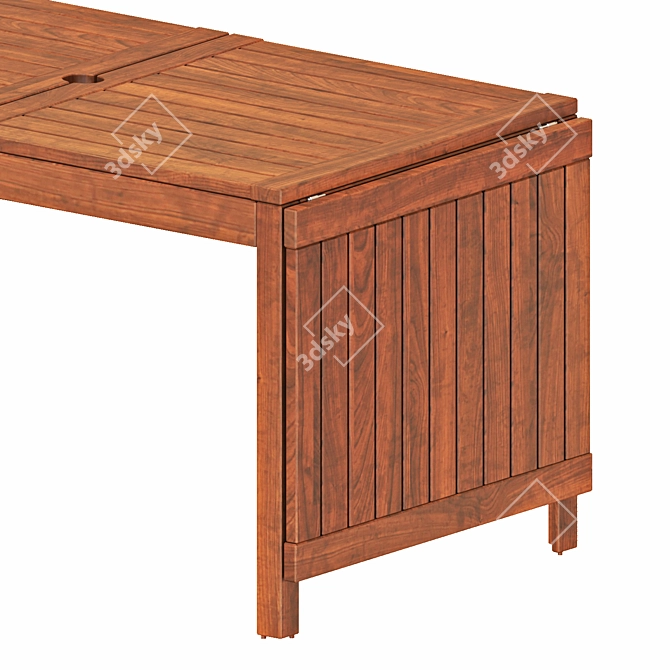 Outdoor Brown Stained Drop-Leaf Table and Chairs Set 3D model image 3