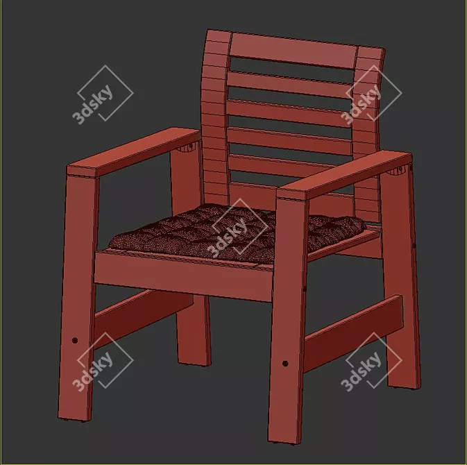 Outdoor Brown Stained Drop-Leaf Table and Chairs Set 3D model image 5