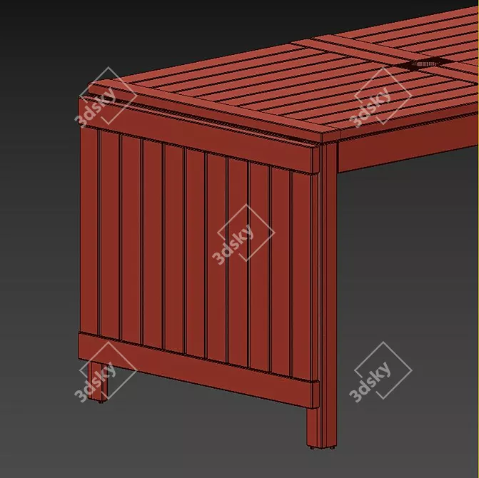 Outdoor Brown Stained Drop-Leaf Table and Chairs Set 3D model image 6