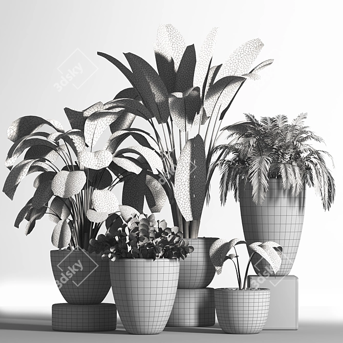 Elegant Indoor Plant Set 3D model image 5