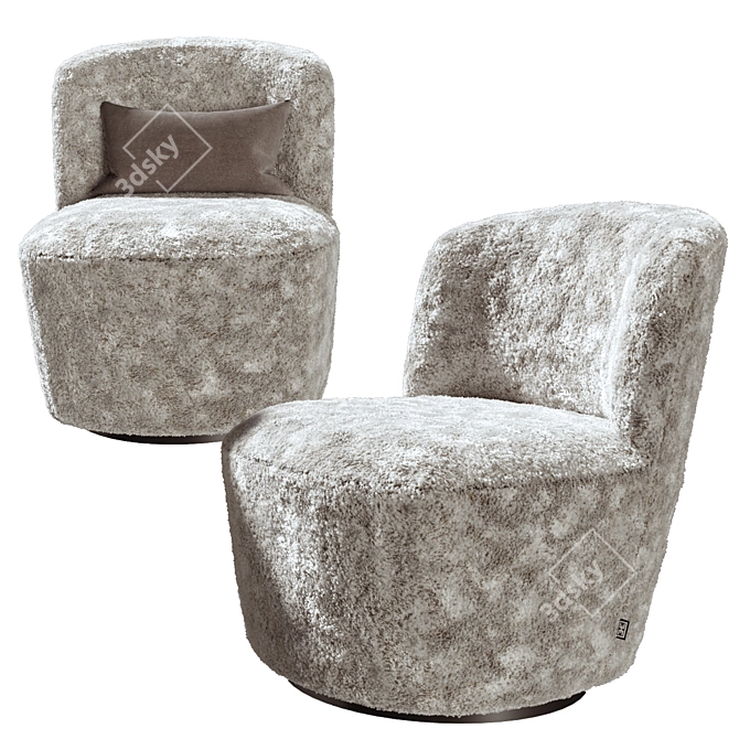 Sophisticated Swivel Chair in Bouclé 3D model image 4