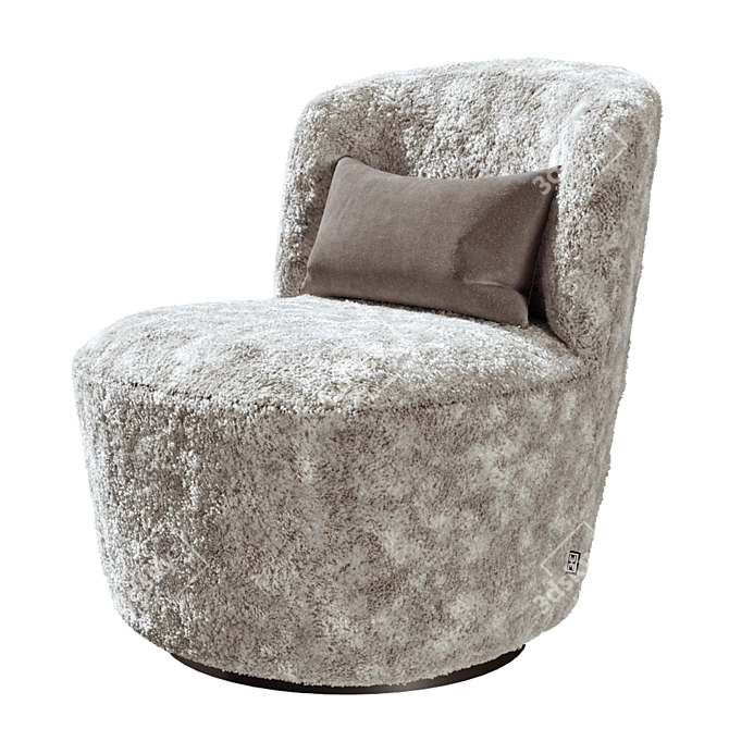 Sophisticated Swivel Chair in Bouclé 3D model image 7