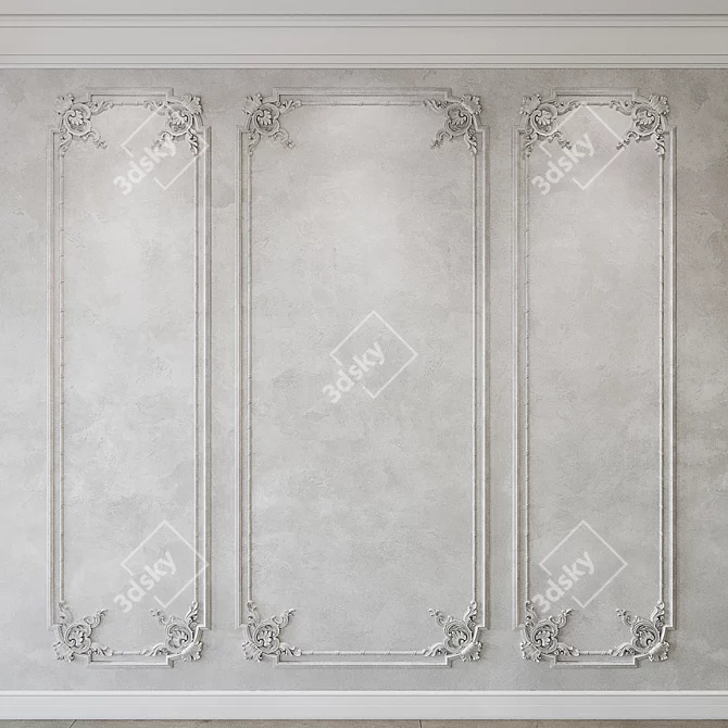 Elegant Wall Moulding for Classic Décor 3D model image 1