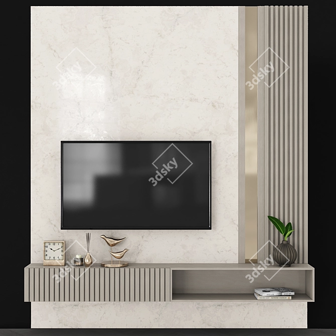 Modern TV Wall with 55" Screen 3D model image 1