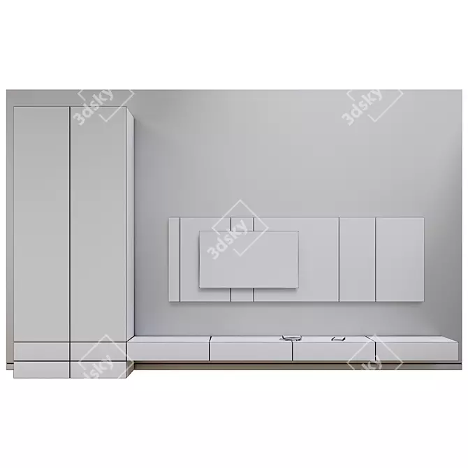 Sleek TV Wall Unit 3D model image 3