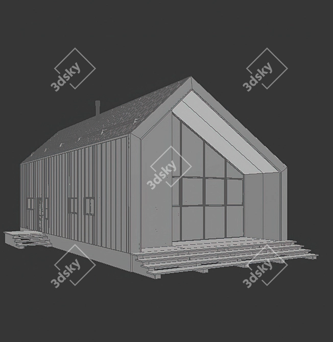 Stylish Wood BarnHouse with Panoramic Windows 3D model image 5