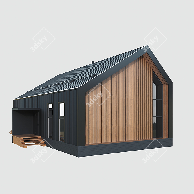 Stylish Wood BarnHouse with Panoramic Windows 3D model image 8